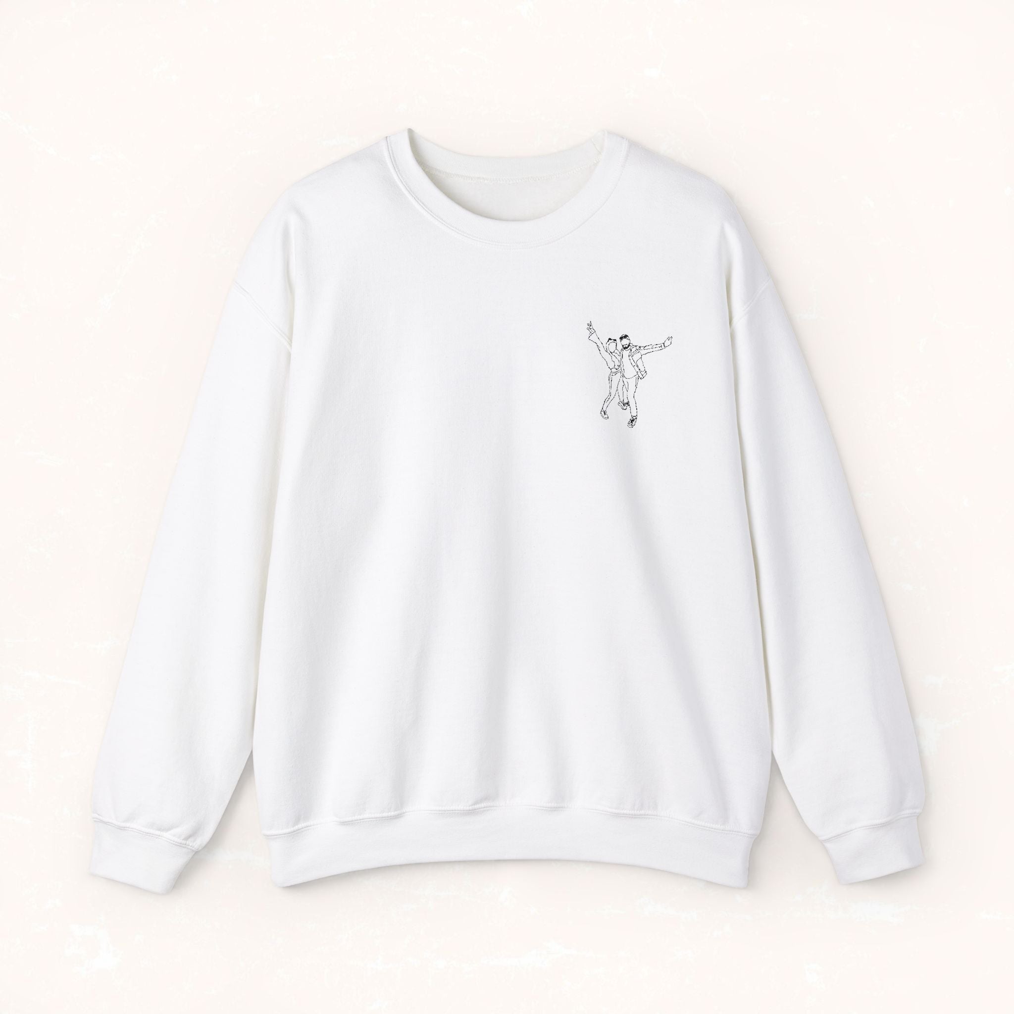 Embroidered Crewneck Sweatshirt From Photo - Minimalist Design - Left Chest