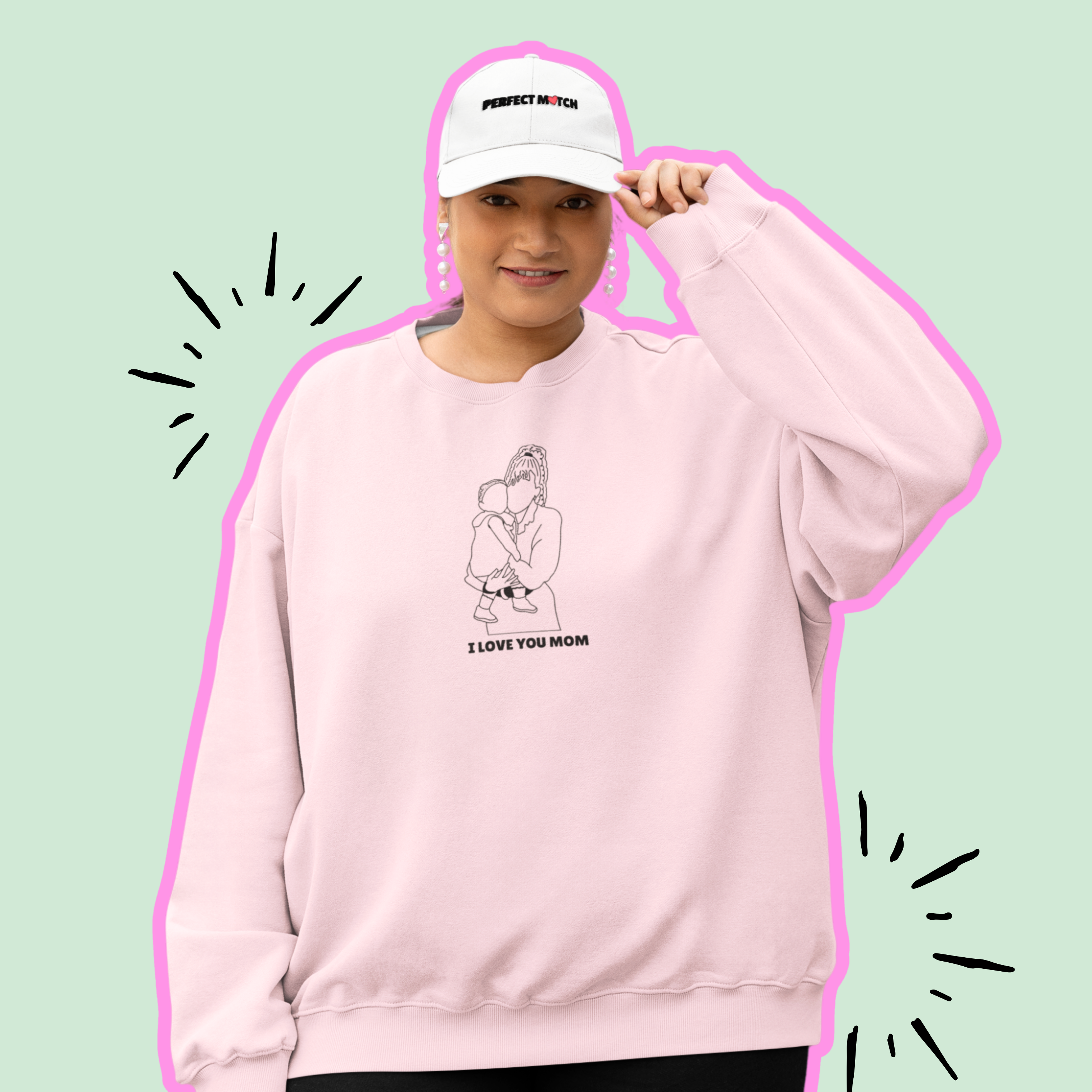 Embroidered Crewneck Sweatshirt From Photo - Minimalist Design - Left Chest