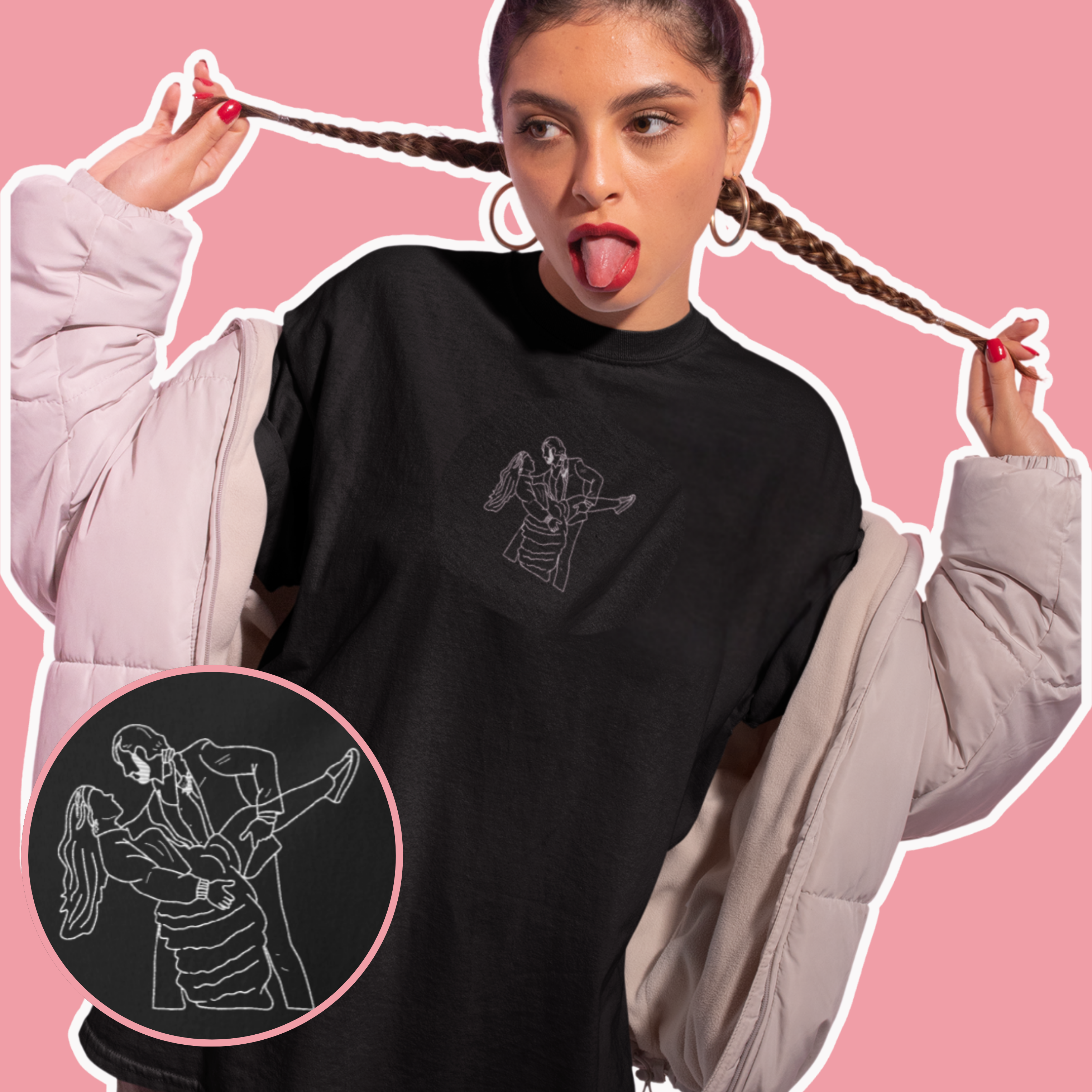 Embroidered T-Shirt From Photo - Minimalist Design - Center Chest.