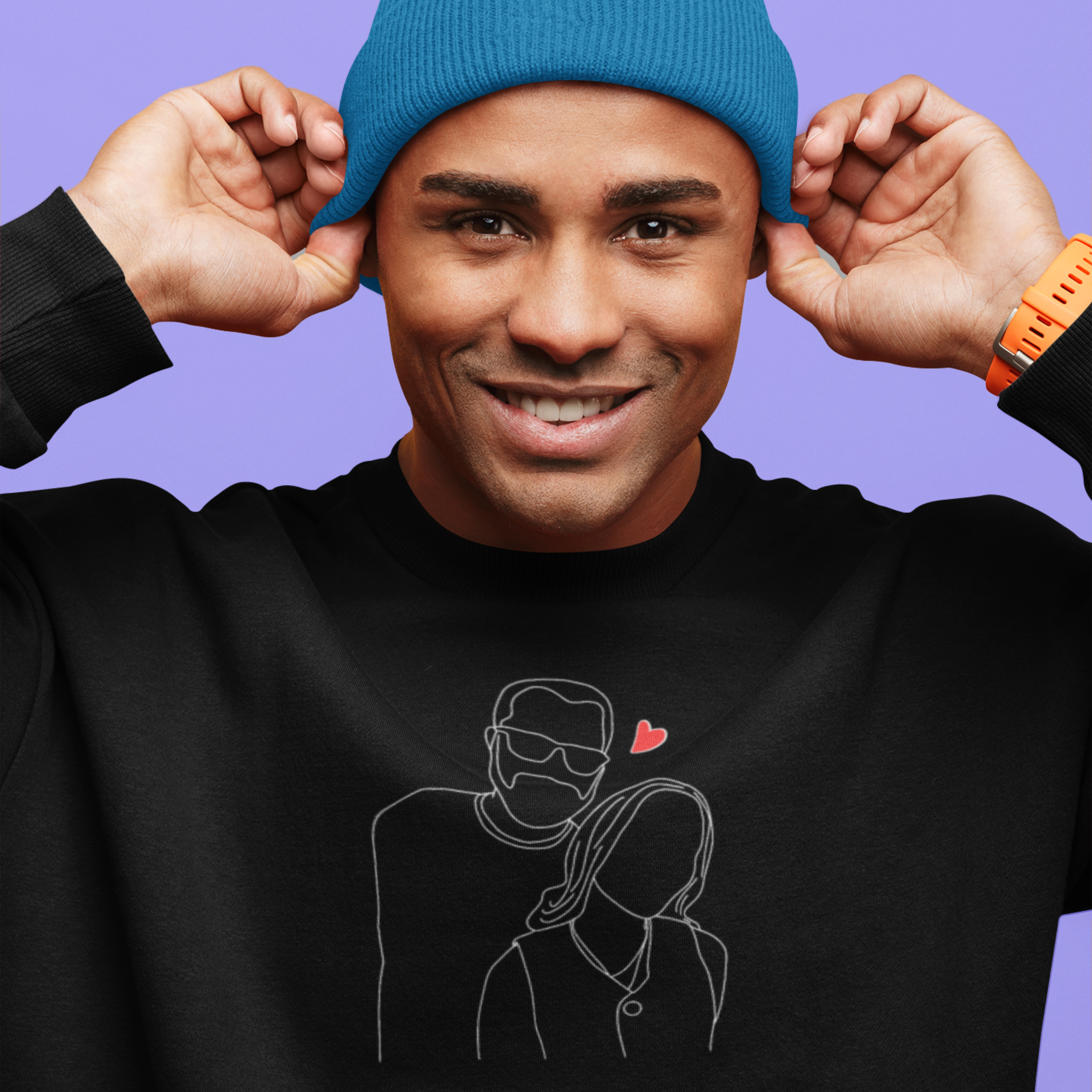 Printed Crewneck Sweatshirt From Photo - Minimalist Design - Center Chest