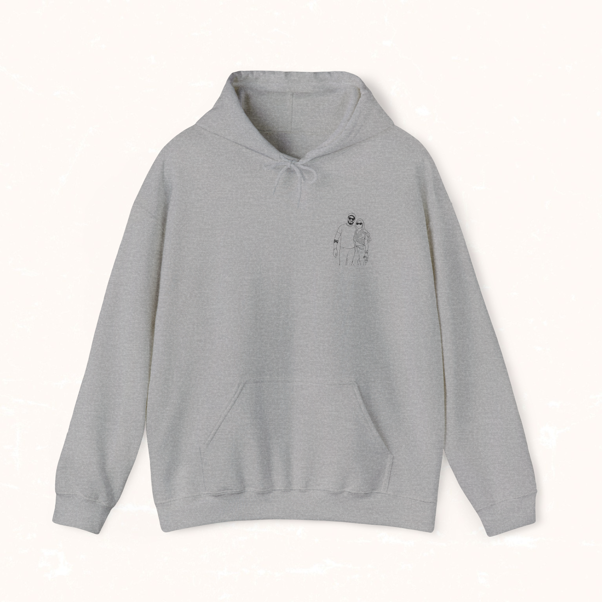 Embroidered Hooded Sweatshirt From Photo - Minimalist Design - Left Chest