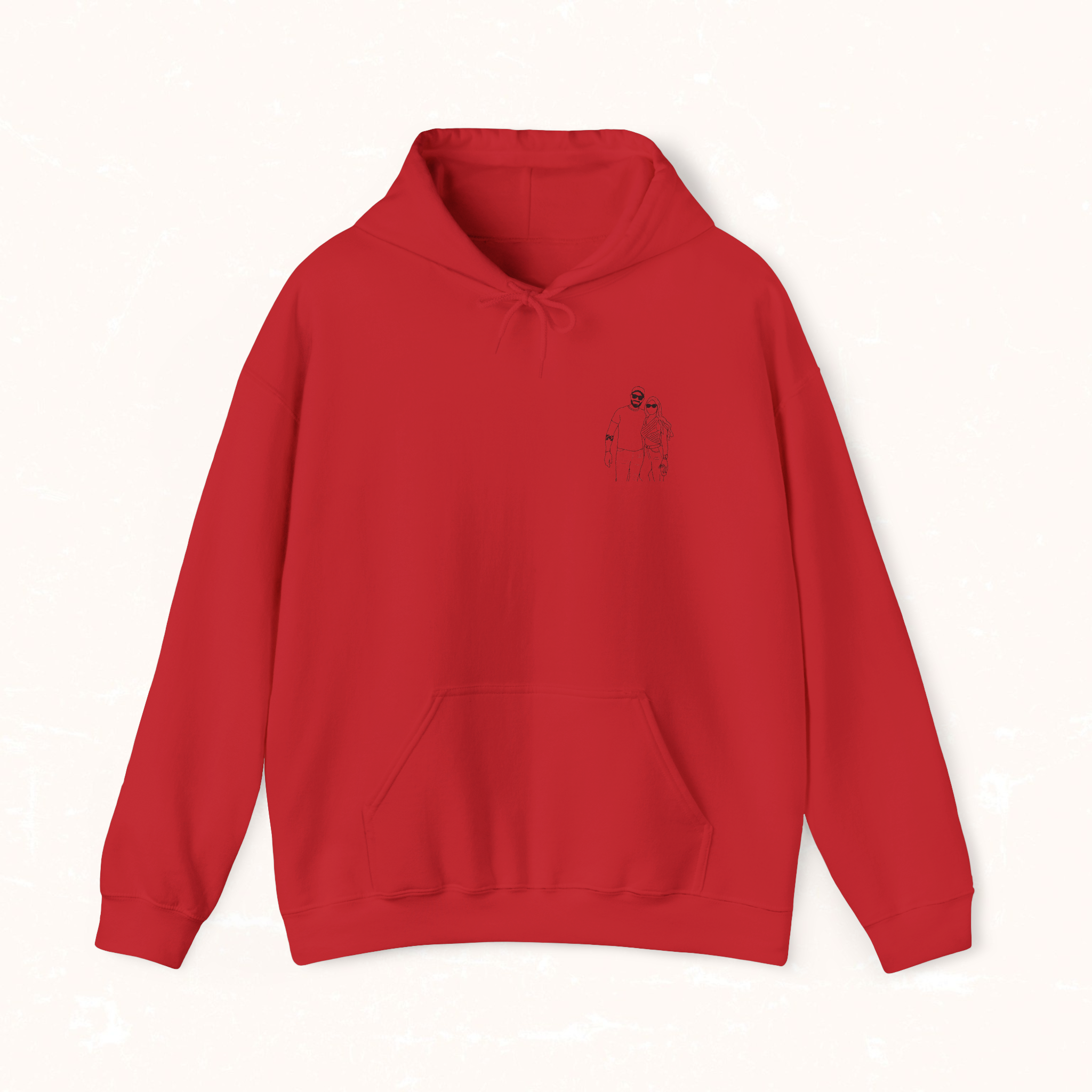 Embroidered Hooded Sweatshirt From Photo - Minimalist Design - Left Chest