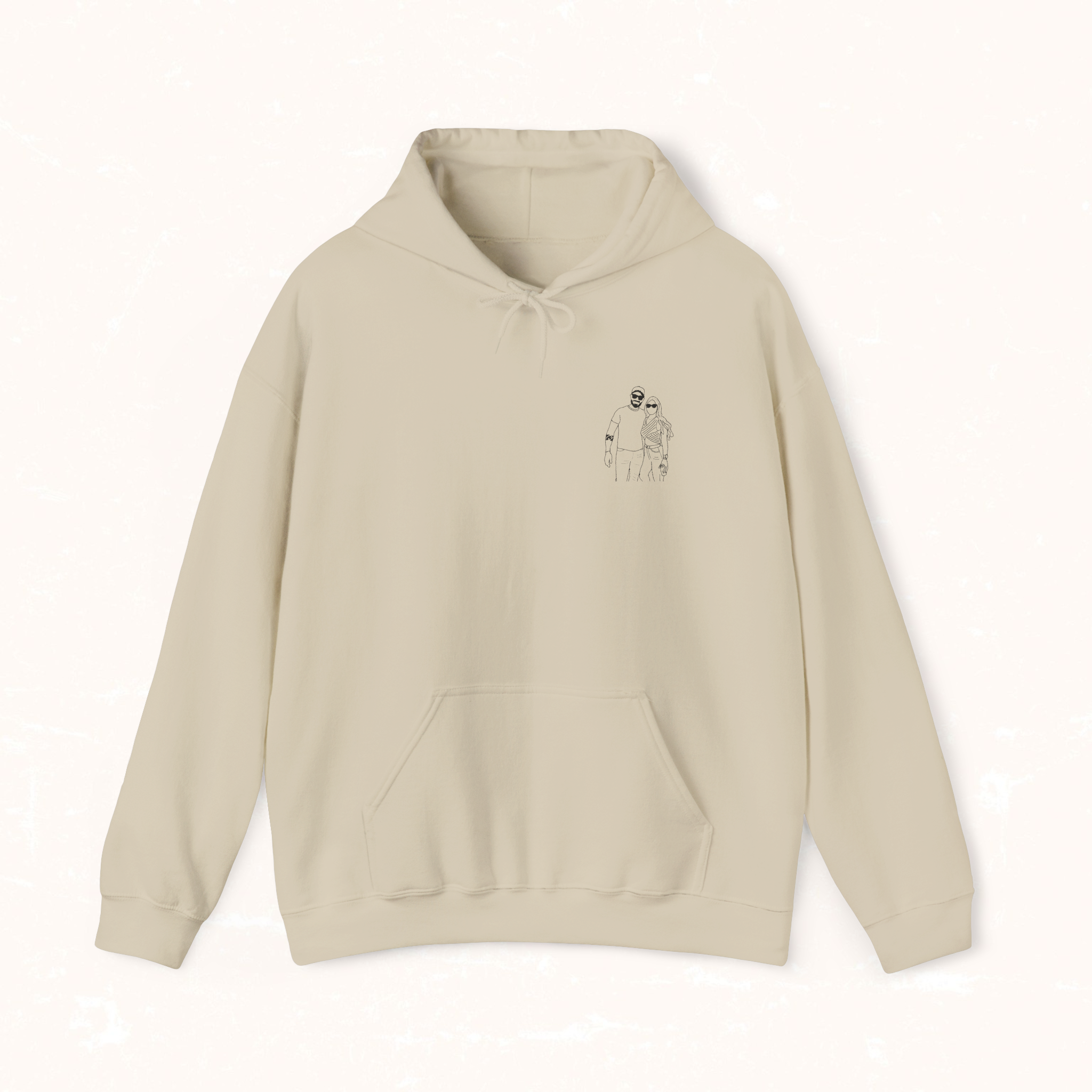Embroidered Hooded Sweatshirt From Photo - Minimalist Design - Left Chest