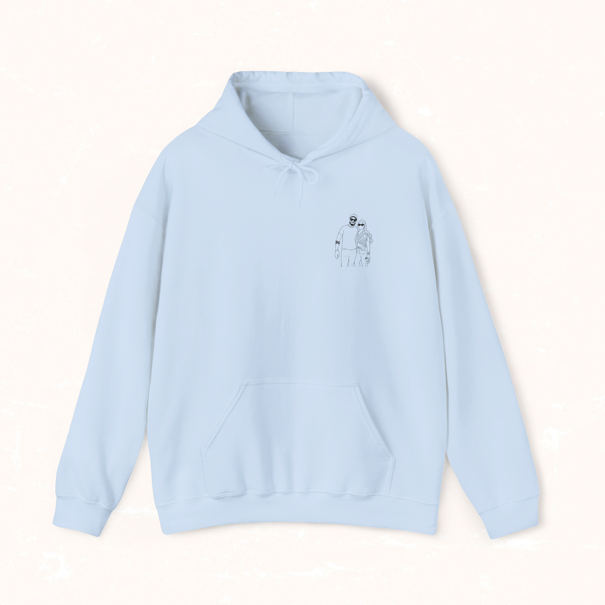 Embroidered Hooded Sweatshirt From Photo - Minimalist Design - Left Chest