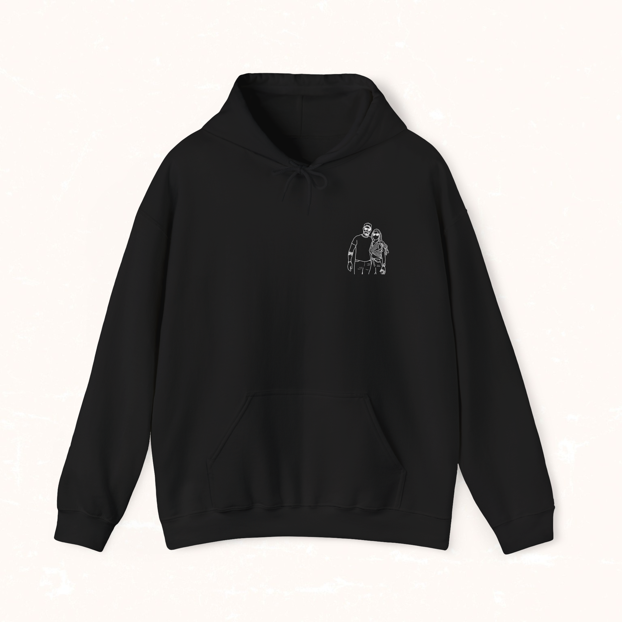 Embroidered Hooded Sweatshirt From Photo - Minimalist Design - Left Chest
