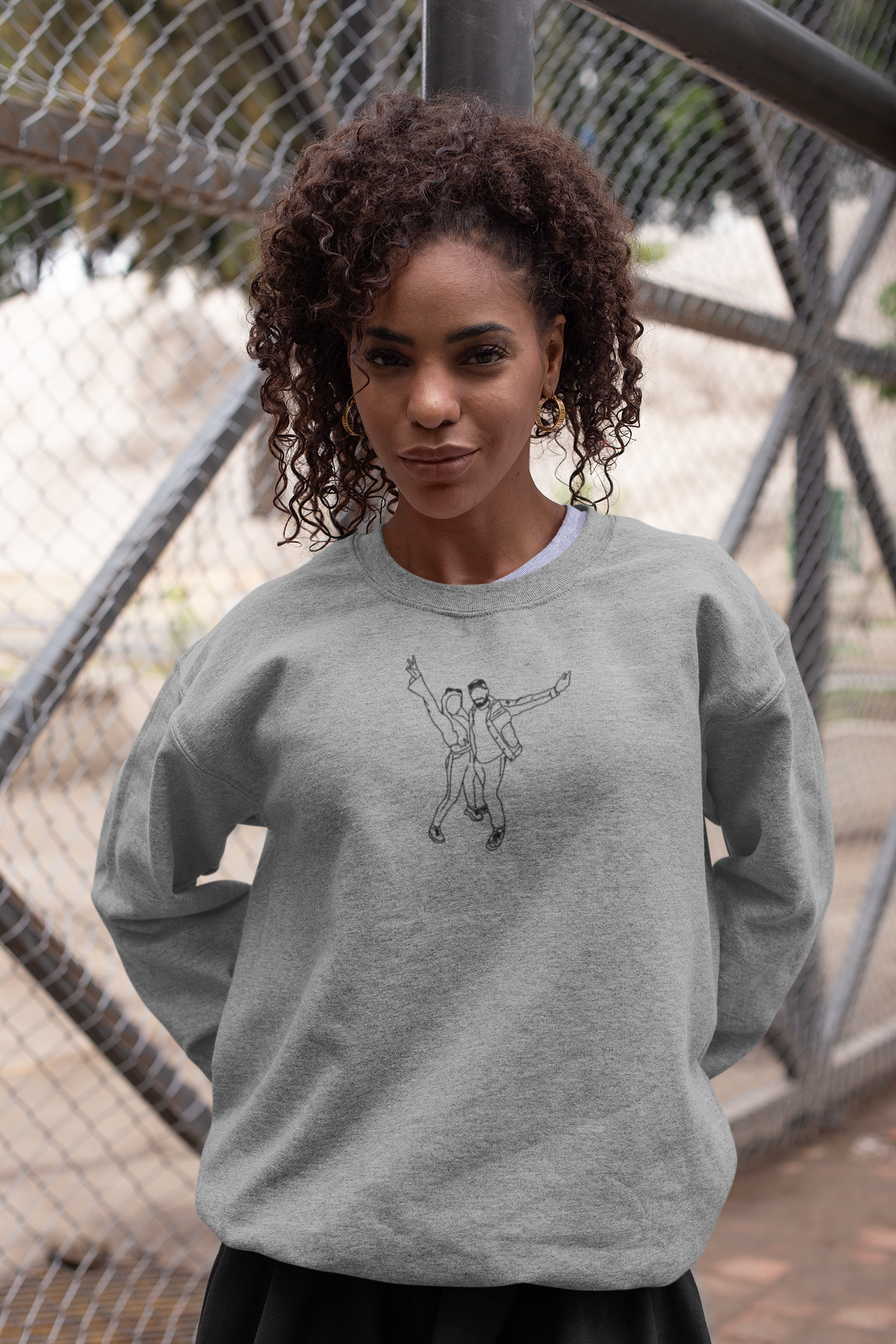 Embroidered Crewneck Sweatshirt From Photo - Minimalist Design - Center Chest