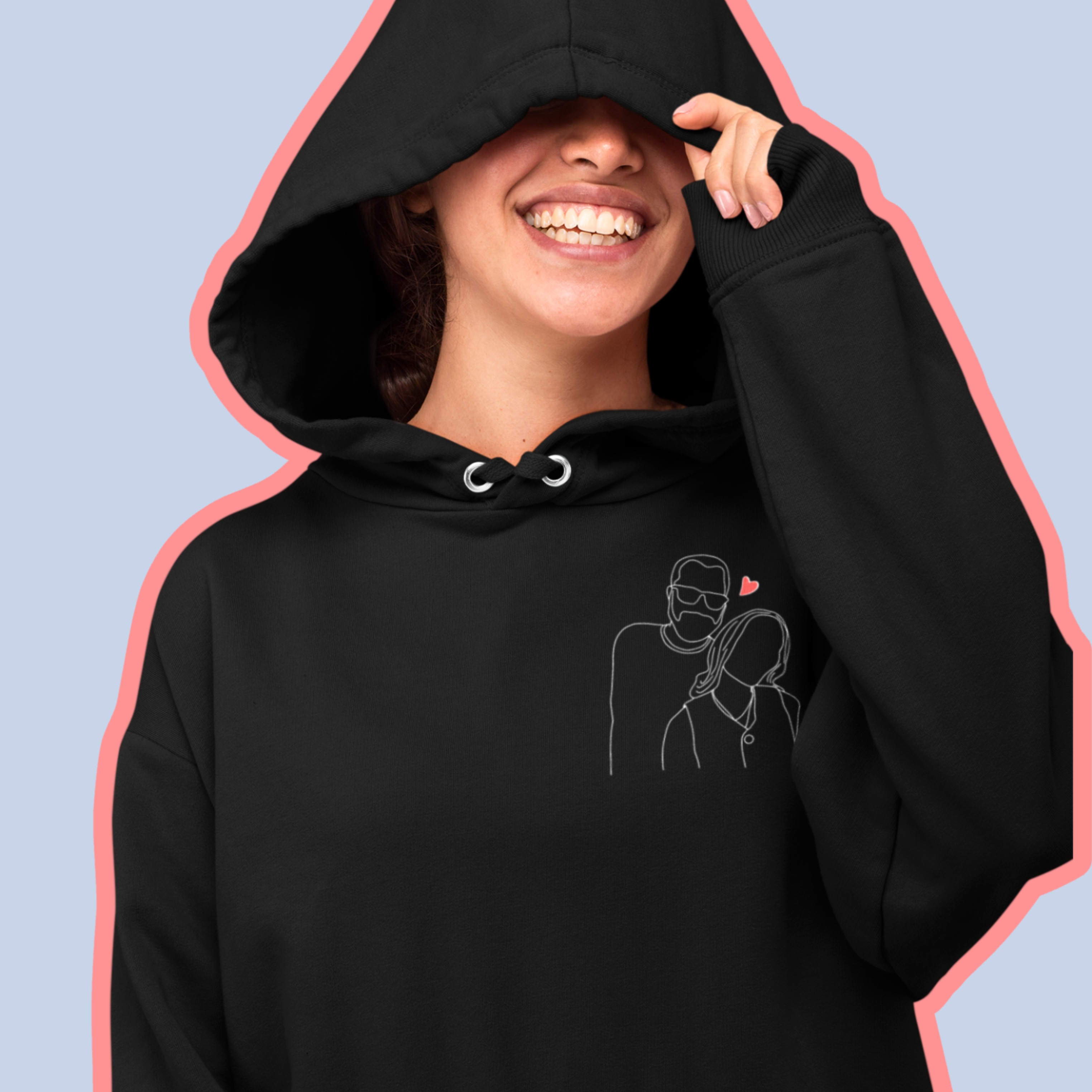 Embroidered Hooded Sweatshirt From Photo - Minimalist Design - Left Chest