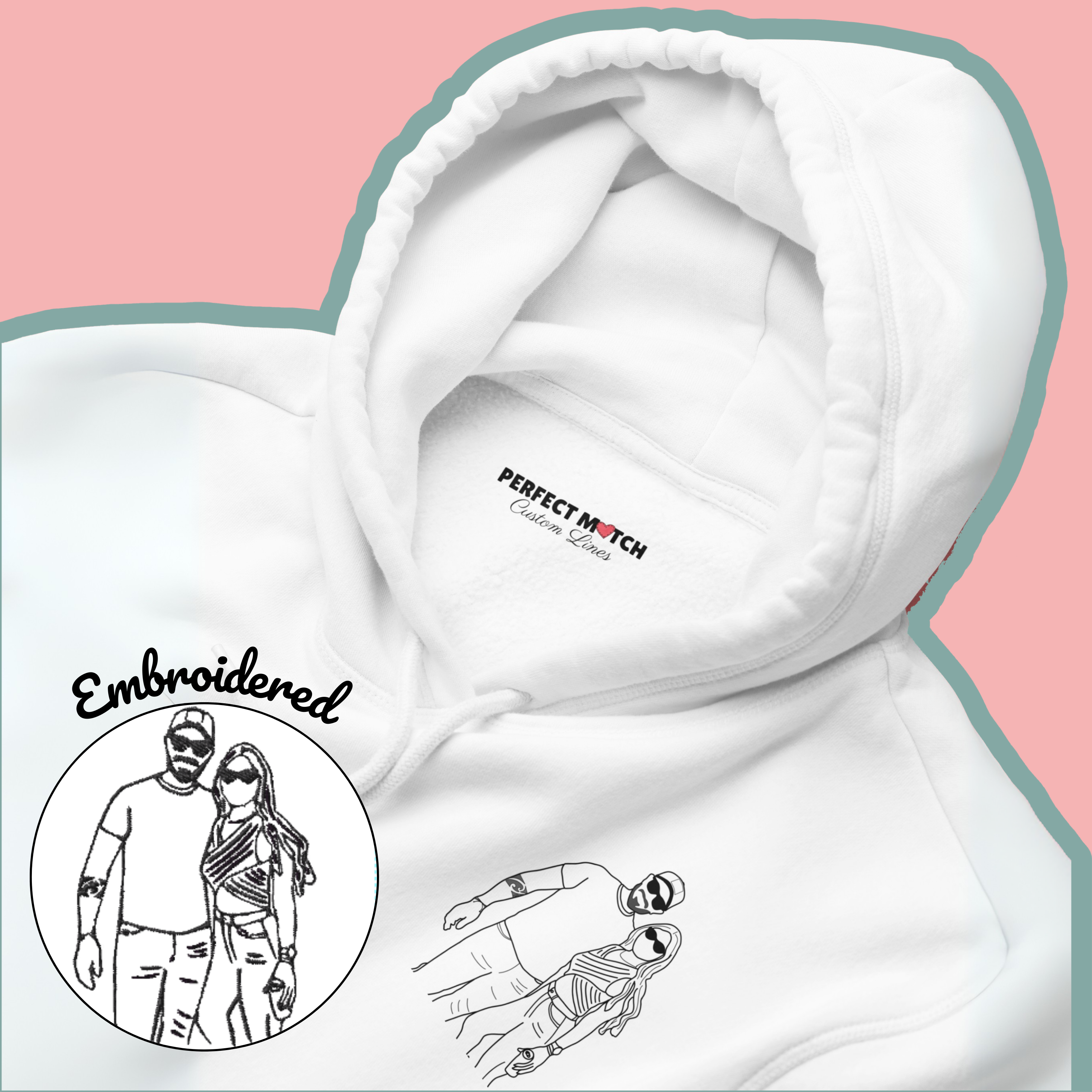 Embroidered Hooded Sweatshirt From Photo - Minimalist Design - Left Chest